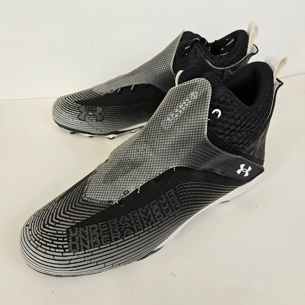 Under Armour UA Highlight Hammer MC Black White Football Cleats Men's Size 16